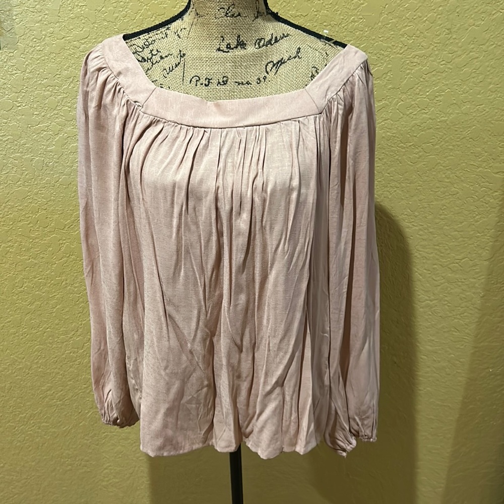 Andree blush pink, flowy, boho, long sleeve top, 1X, NWT | offer in description